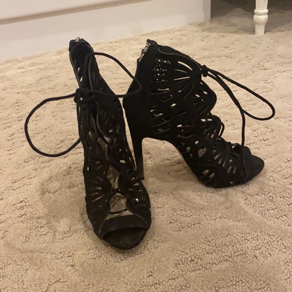 Zara Woman Cutout Lace Up Sandals